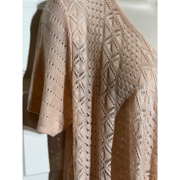 Style & Co Short Sleeve Open Knit Peach Cardigan, Women's Size M - Picture 2 of 6